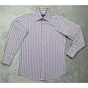 Sean John Medium Men's Purple and White Striped Dress Shirt